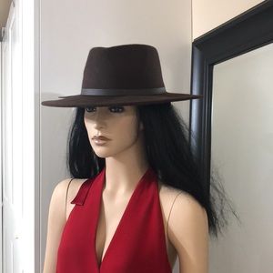 Dark Chocolate Brown Felt-Like Boho Hat - NWT